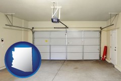 arizona map icon and a garage door interior, showing an electric garage door opener