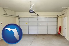 florida map icon and a garage door interior, showing an electric garage door opener