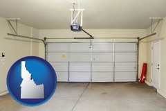 idaho map icon and a garage door interior, showing an electric garage door opener