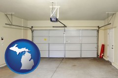michigan map icon and a garage door interior, showing an electric garage door opener