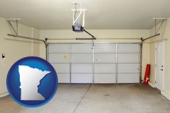 minnesota map icon and a garage door interior, showing an electric garage door opener
