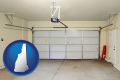 new-hampshire map icon and a garage door interior, showing an electric garage door opener