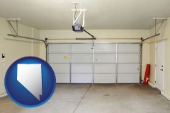 nevada map icon and a garage door interior, showing an electric garage door opener