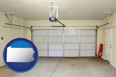 pennsylvania map icon and a garage door interior, showing an electric garage door opener