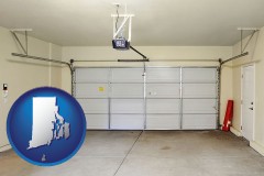 rhode-island map icon and a garage door interior, showing an electric garage door opener