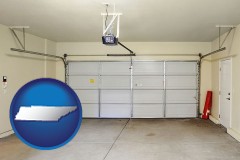 tennessee map icon and a garage door interior, showing an electric garage door opener