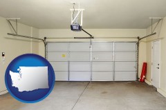 washington map icon and a garage door interior, showing an electric garage door opener