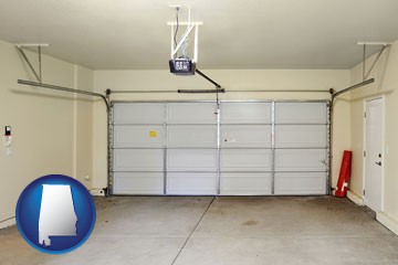 a garage door interior, showing an electric garage door opener - with Alabama icon