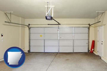 a garage door interior, showing an electric garage door opener - with Arkansas icon