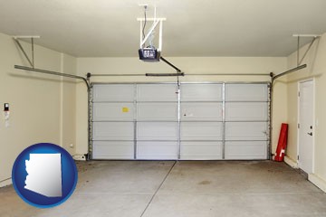 a garage door interior, showing an electric garage door opener - with Arizona icon