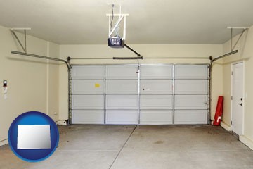 a garage door interior, showing an electric garage door opener - with Colorado icon