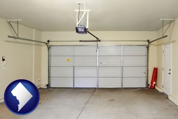 a garage door interior, showing an electric garage door opener - with Washington, DC icon