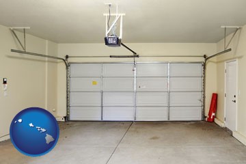 a garage door interior, showing an electric garage door opener - with Hawaii icon