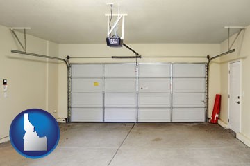 a garage door interior, showing an electric garage door opener - with Idaho icon