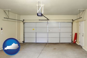 a garage door interior, showing an electric garage door opener - with Kentucky icon
