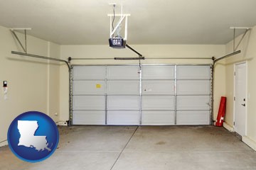 a garage door interior, showing an electric garage door opener - with Louisiana icon