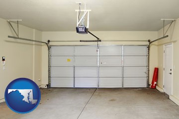 a garage door interior, showing an electric garage door opener - with Maryland icon