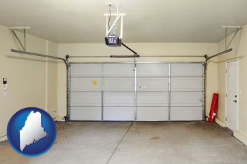 a garage door interior, showing an electric garage door opener - with Maine icon