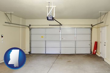 a garage door interior, showing an electric garage door opener - with Mississippi icon