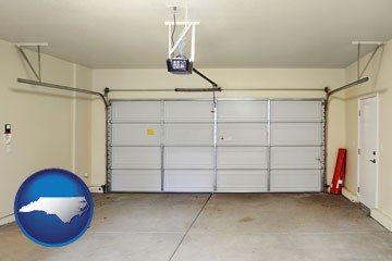 a garage door interior, showing an electric garage door opener - with North Carolina icon