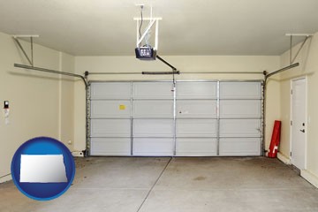 a garage door interior, showing an electric garage door opener - with North Dakota icon