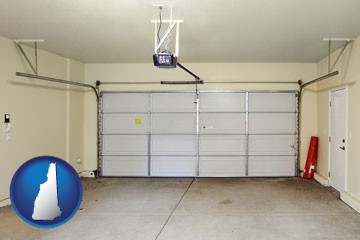 a garage door interior, showing an electric garage door opener - with New Hampshire icon