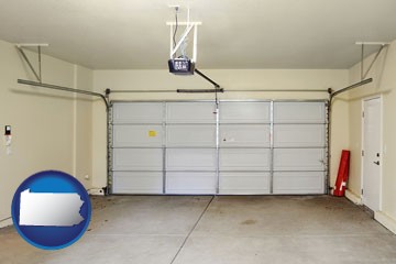 a garage door interior, showing an electric garage door opener - with Pennsylvania icon