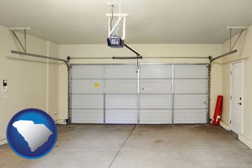 a garage door interior, showing an electric garage door opener - with South Carolina icon