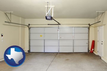 a garage door interior, showing an electric garage door opener - with Texas icon