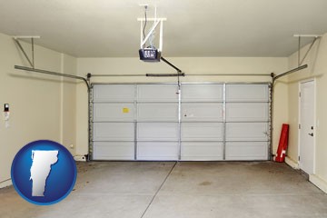 a garage door interior, showing an electric garage door opener - with Vermont icon