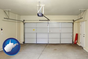 a garage door interior, showing an electric garage door opener - with West Virginia icon