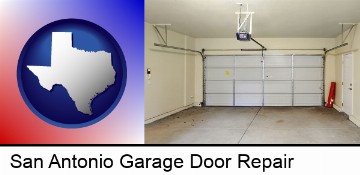 a garage door interior, showing an electric garage door opener in San Antonio, TX