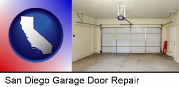 a garage door interior, showing an electric garage door opener in San Diego, CA